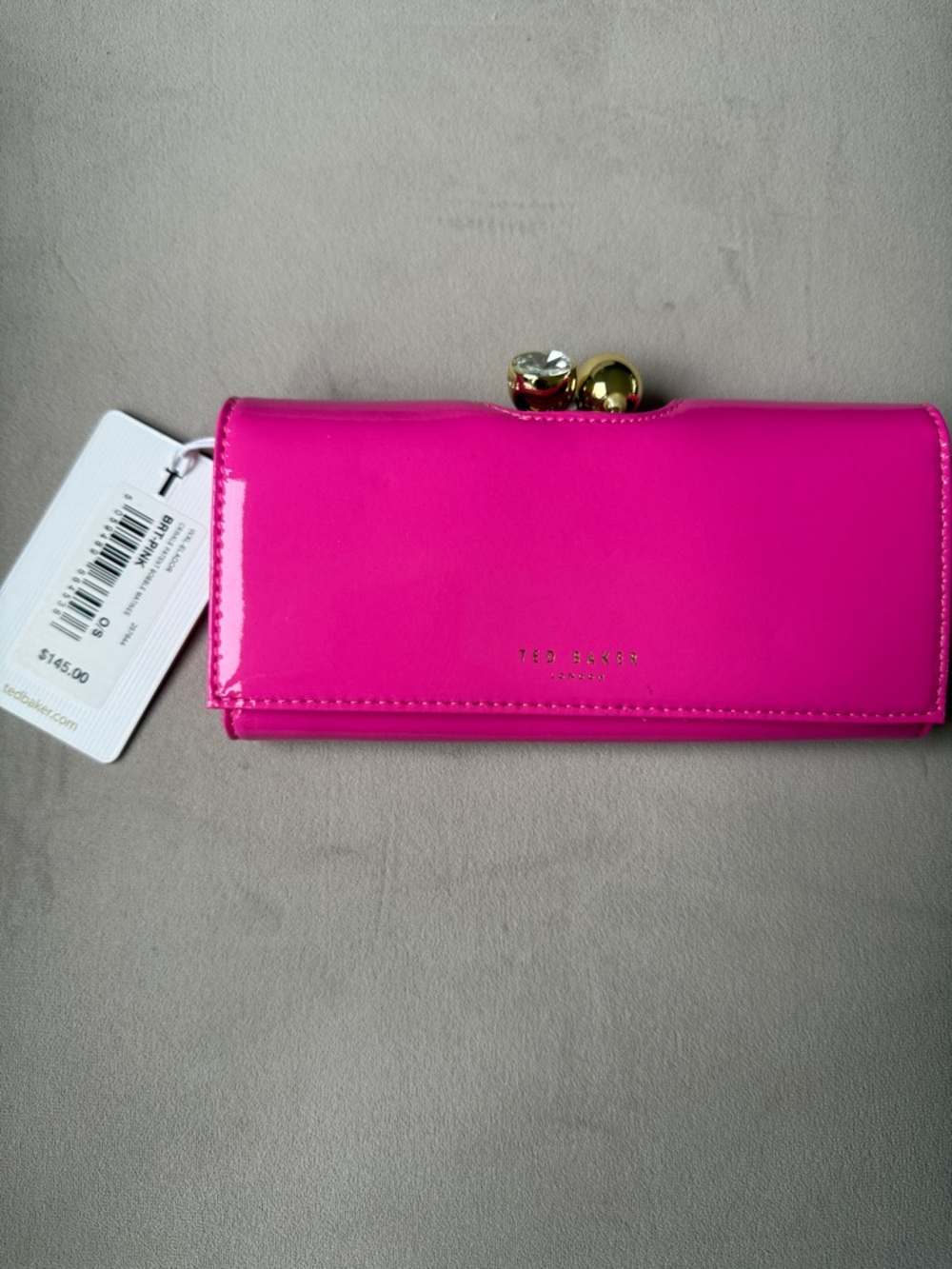 Ted Baker Bright Pink Patent Clasp Wallet